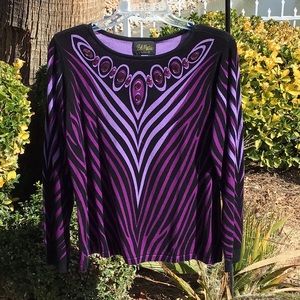 Bob Mackie striped long sleeve tee